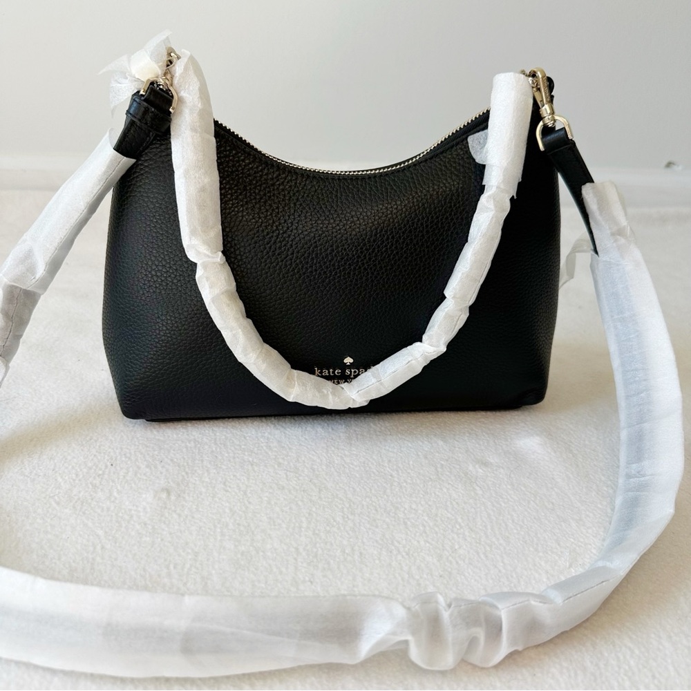 Kate Spade NWT Black Leather Zippy Convertible Crossbody Top Zip Bag K9374 - Picture 5 of 16